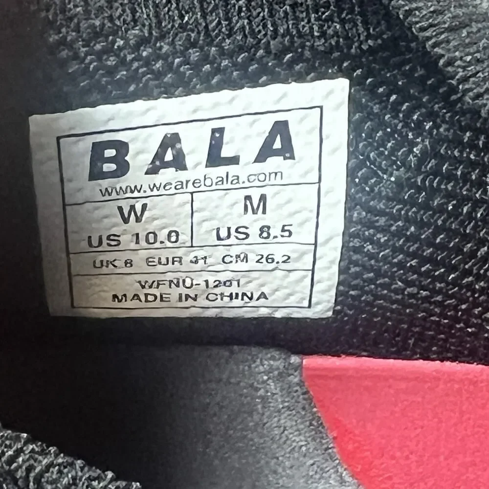 Bala Twelves Nursing Shoe Sneaker Mens 8.5 Black Synthetic Womens 10 Lace Up Low